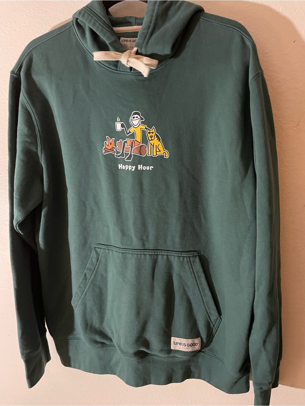Life Is Good Men's Hunter Green 'Happy Hour' Pullover Hoodie